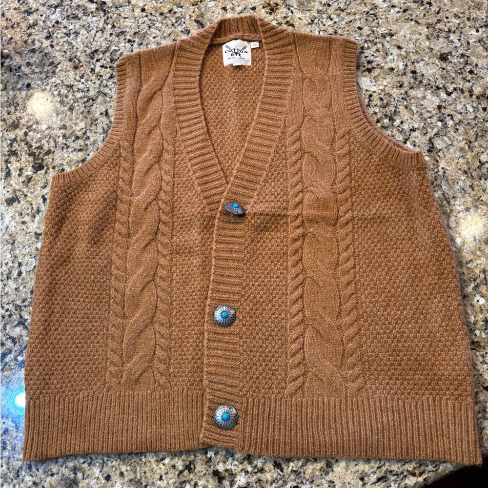 Cozy Brown Cable Knit Sweater Vest